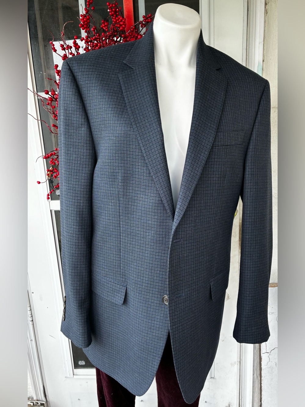 Men's Chaps Navy Pattern Two-Button Blazer-NWOT 44R*